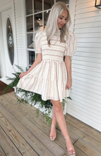 Cream Floral Dress