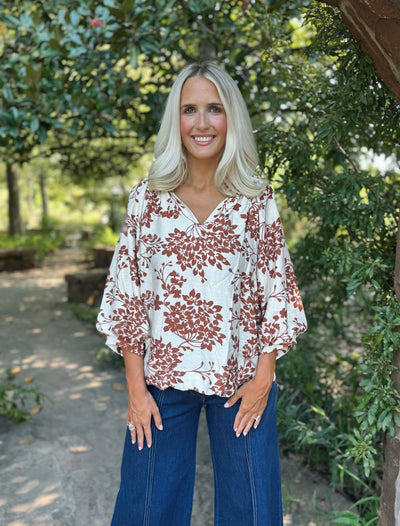 Floral brown top