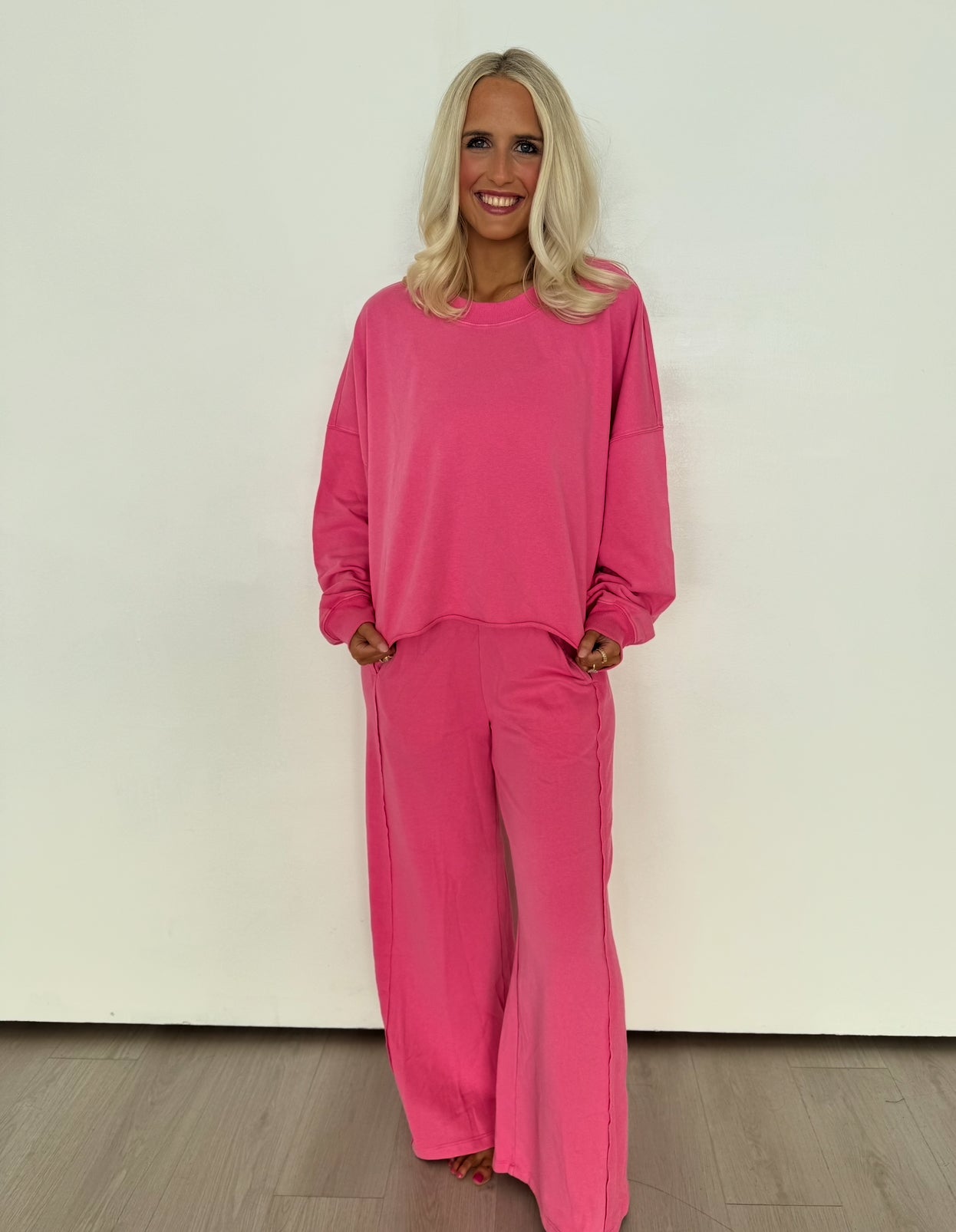 Hot Pink Cropped Long Sleeve