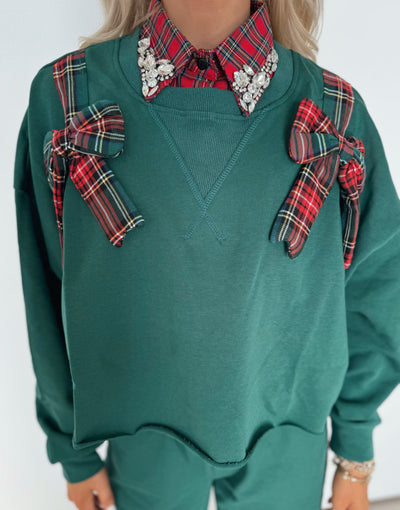 Green & Plaid Sweatpants and Top Set