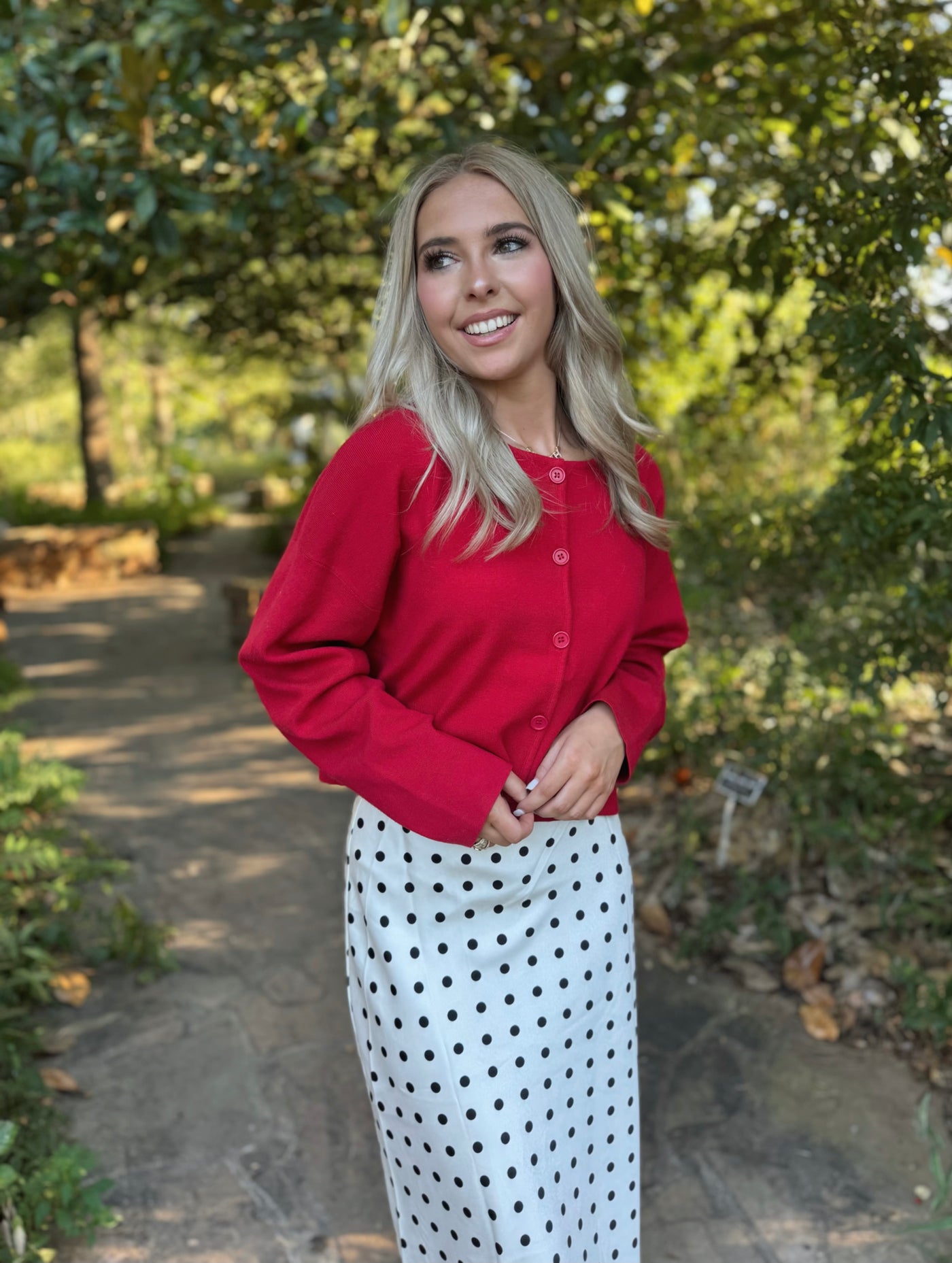 Red Button Down Cardigan