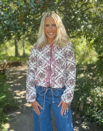 Floral Quilted Tie Jacket