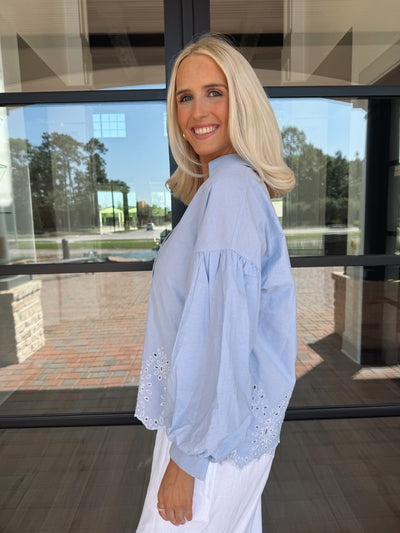 Blue Eyelet Top