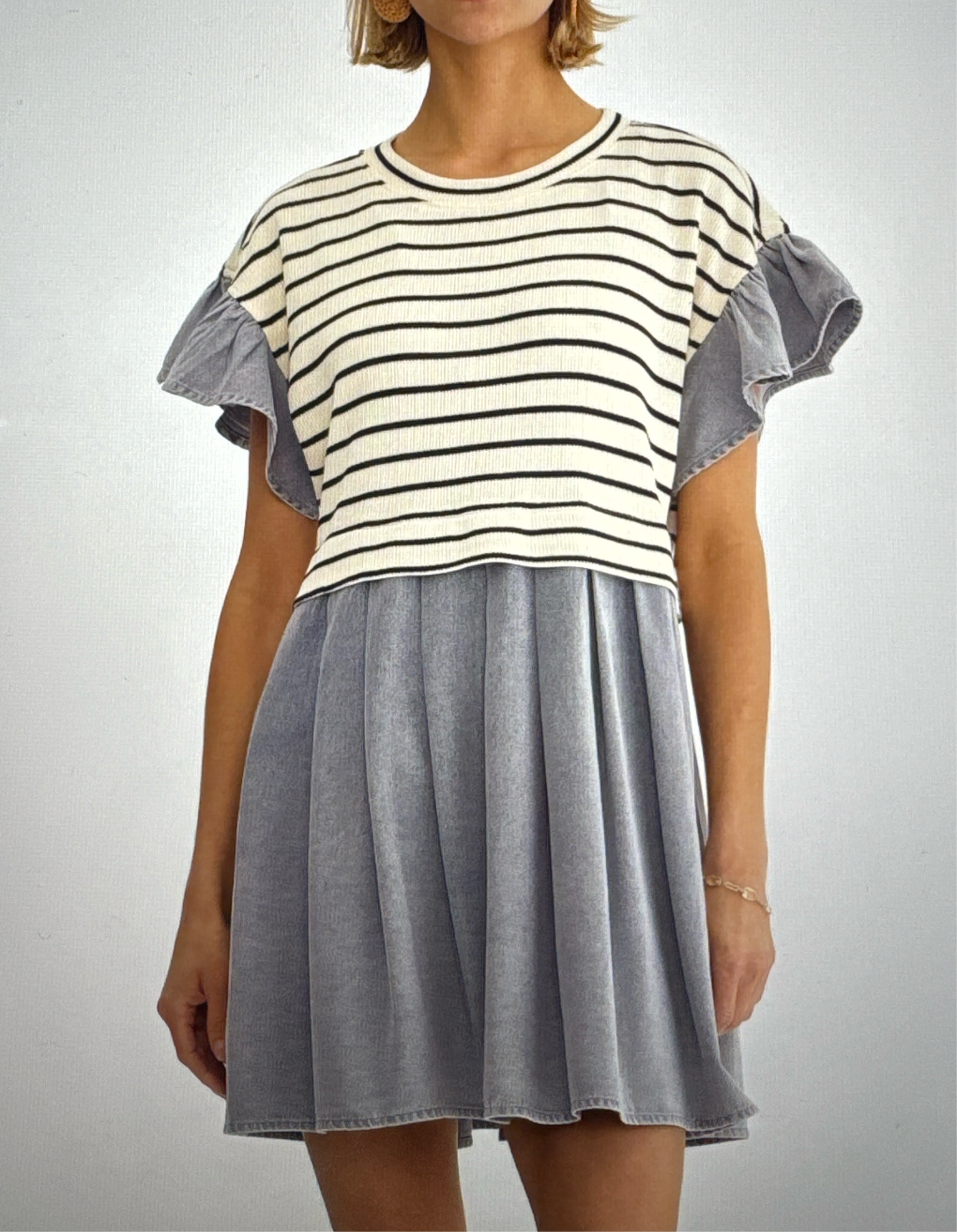 Black Striped Denim Dress