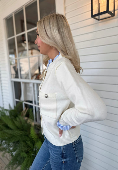 Cream Button Up Sweater