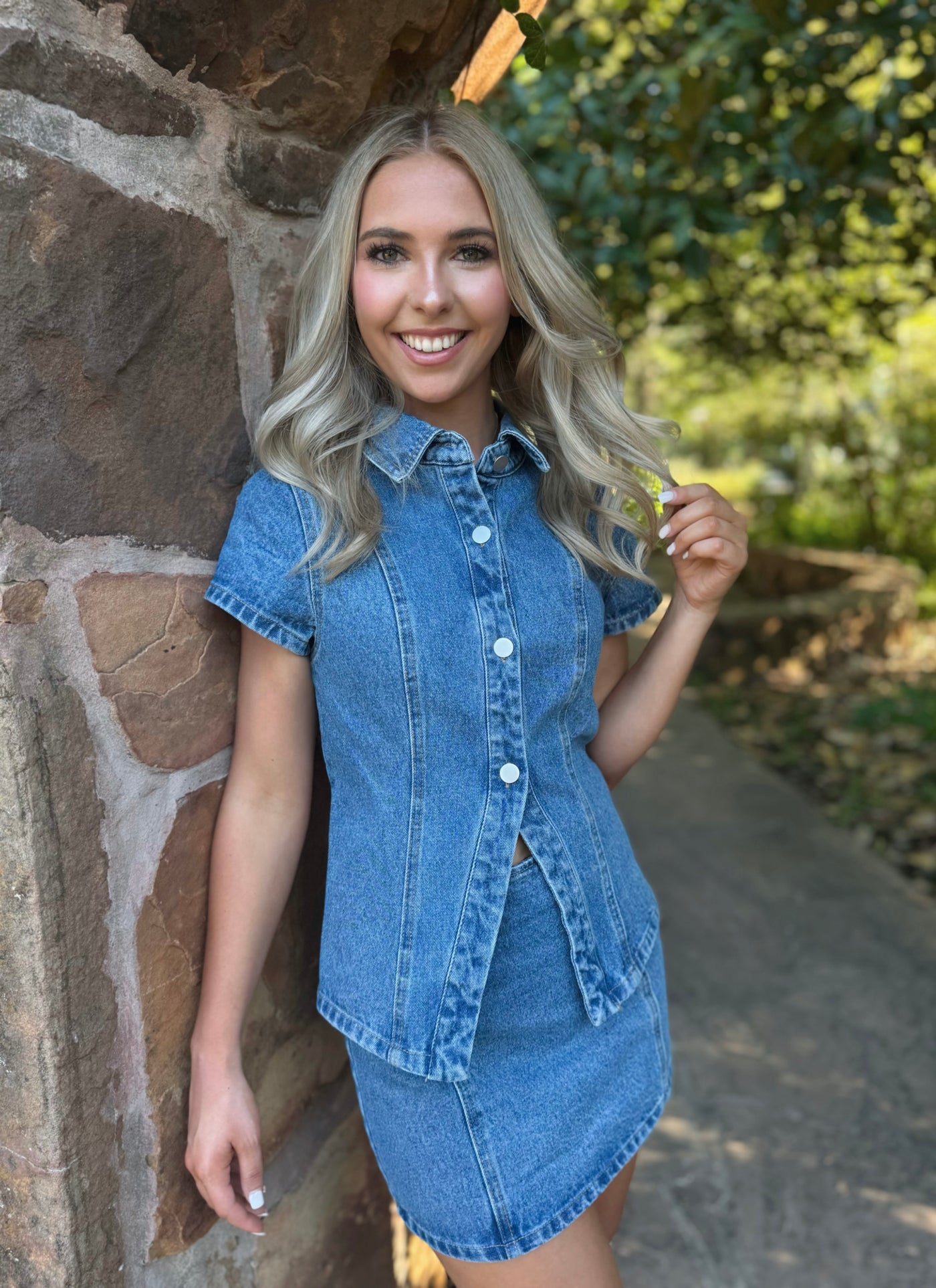 Denim Mini Skirt & Top Set
