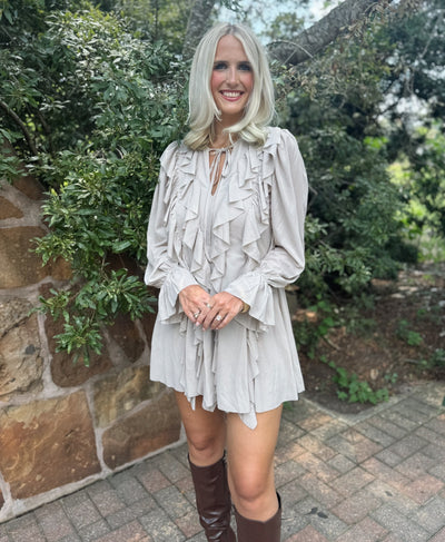 Stone Ruffles Romper Dress