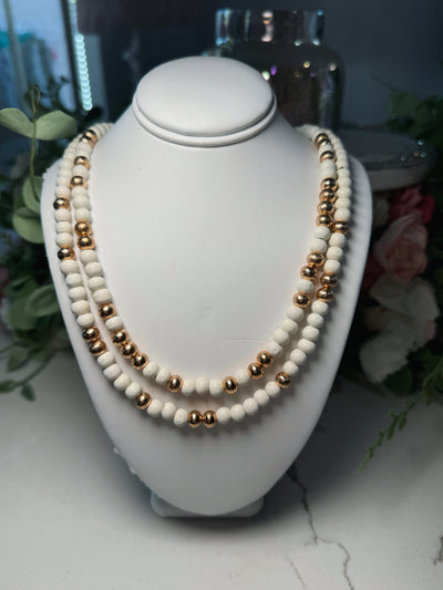 Crème Gold Ball Beaded Necklace