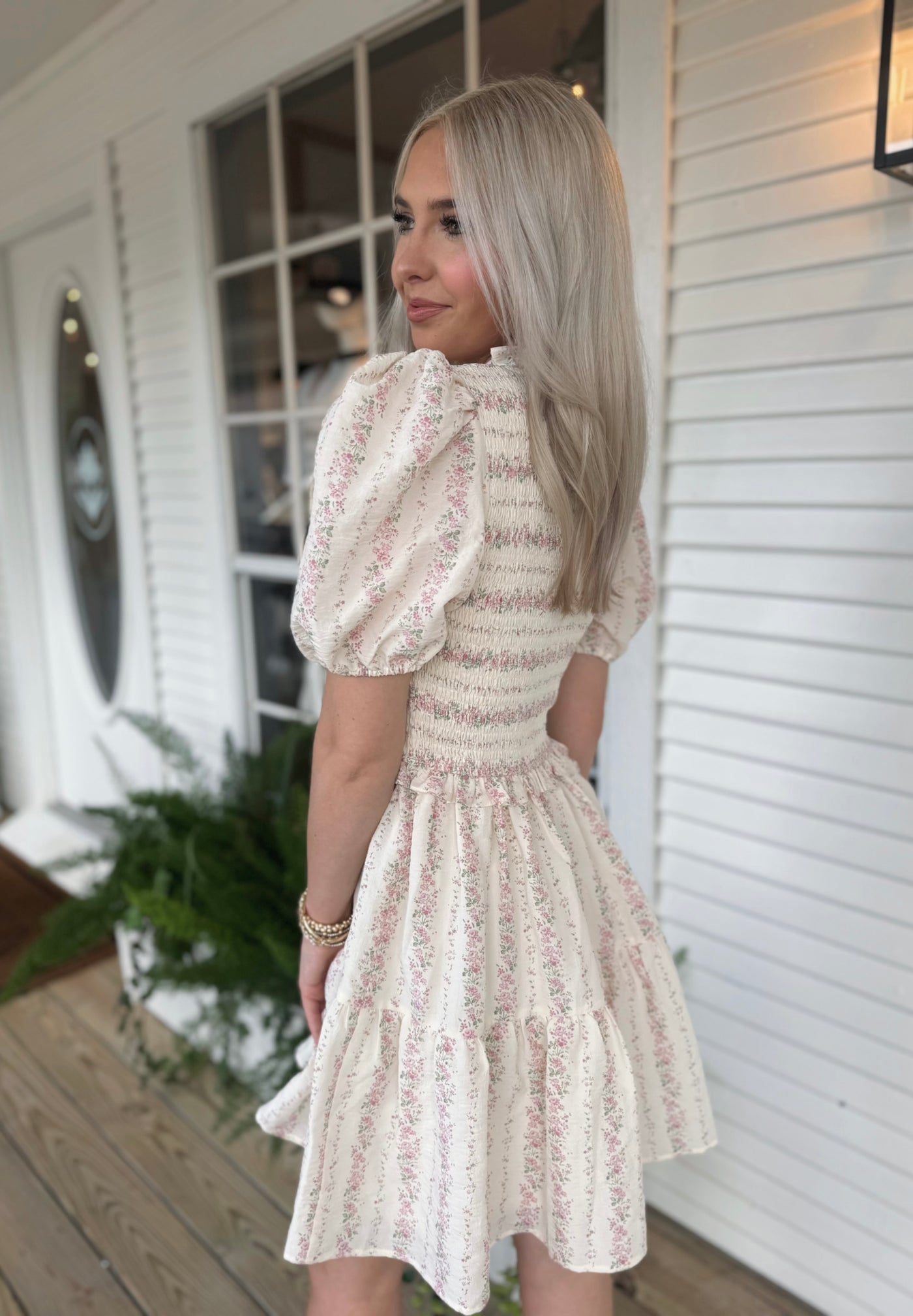 Cream Floral Dress