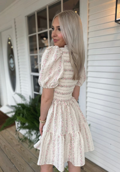Cream Floral Dress