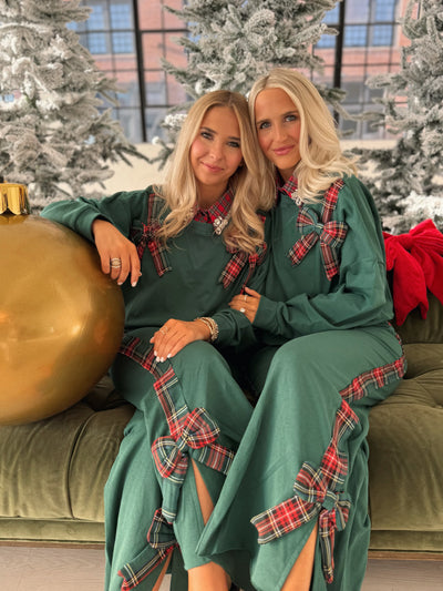 Green & Plaid Sweatpants and Top Set