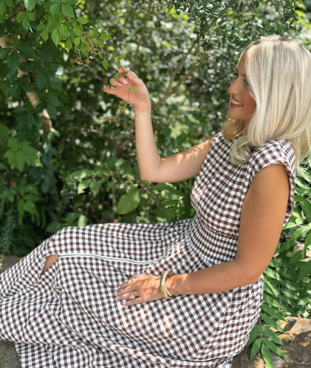 Brown Gingham Maxi Dress