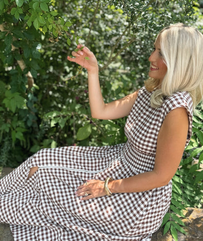 Brown Gingham Maxi Dress