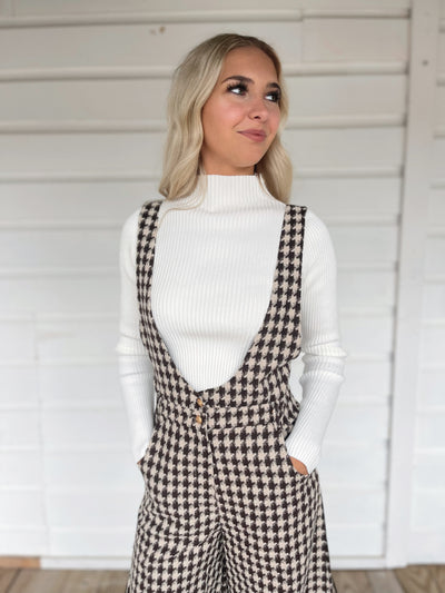 Brown Houndstooth Jumpsuit