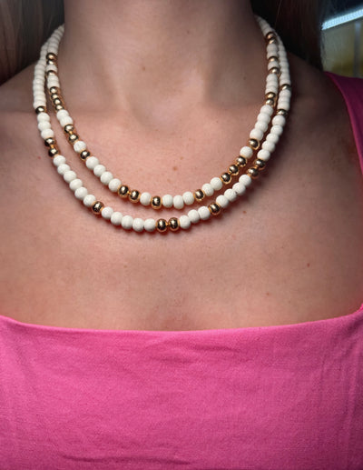 Crème Gold Ball Beaded Necklace