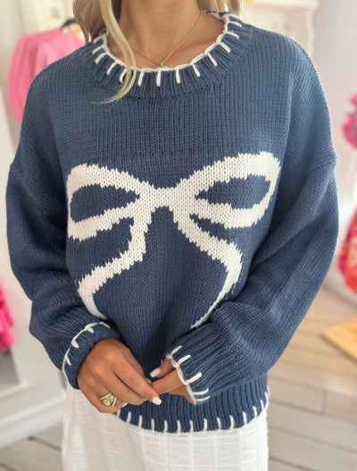 Blue Bow Sweater