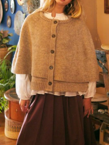 Taupe Sweater Cape Cardigan