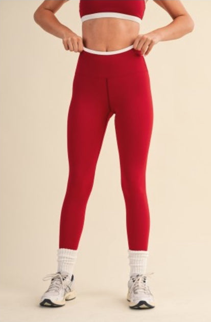 Cherry Red Layered Leggings