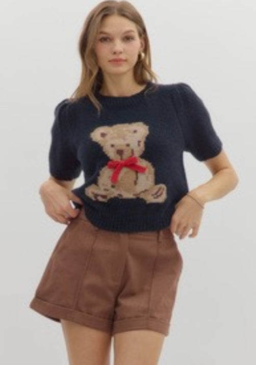 Navy Teddy Bear Sweater