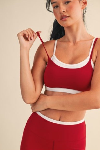 Cherry Red Layered Sports Bra