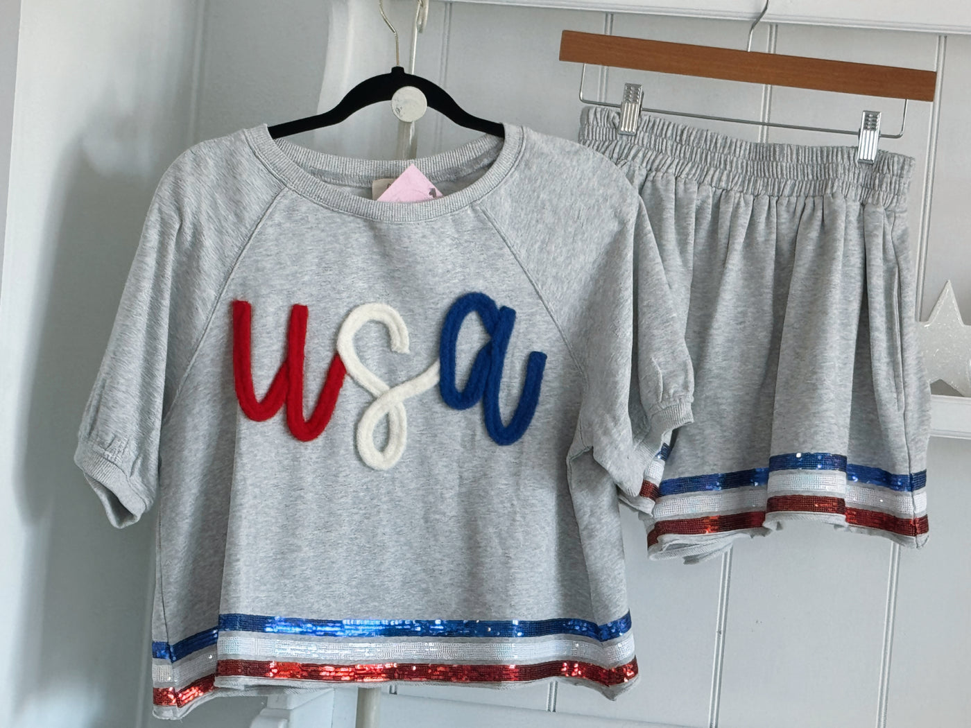 USA sequin jersey top