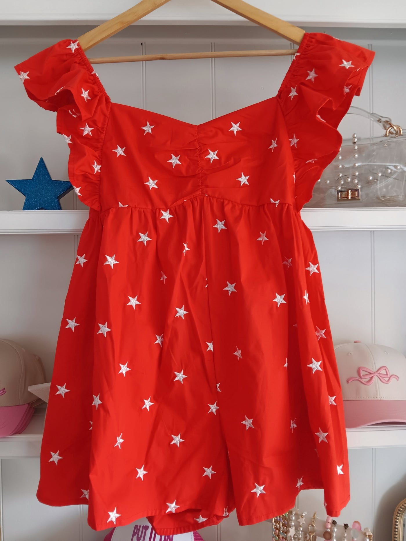 Star Embroidered Ruffle Romper