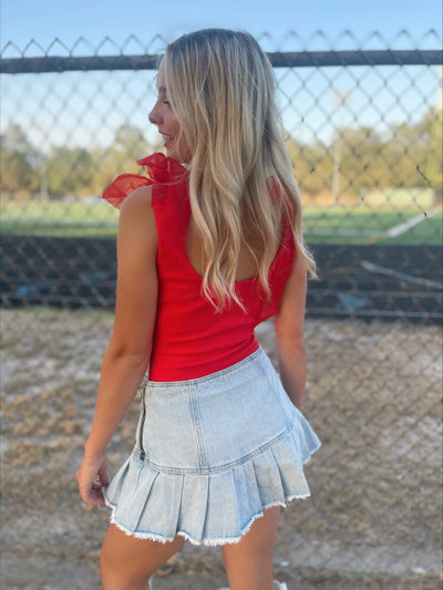 Lace Up Pleaded Mini Skort