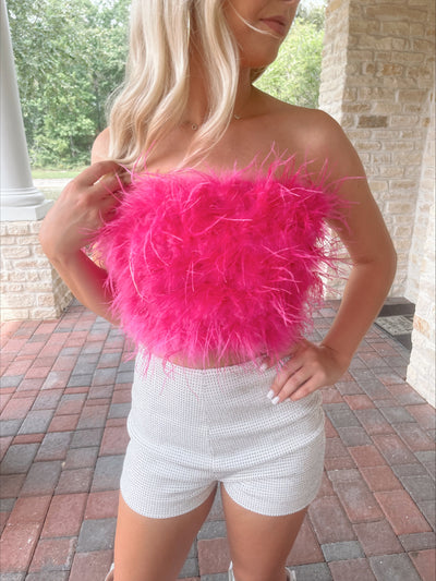 Pink Fur Crop Bustier