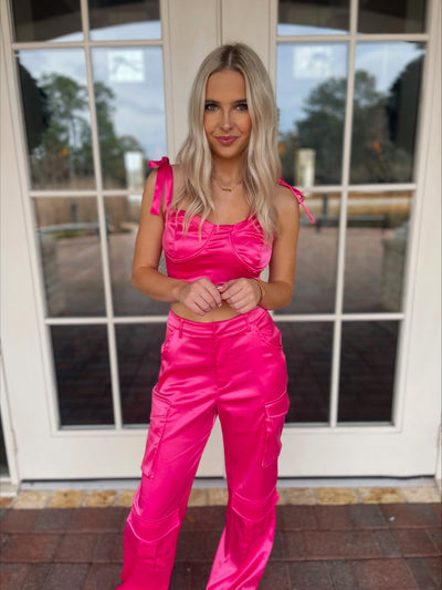 Hot Pink Satin Top