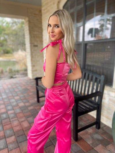 Hot Pink Satin Top