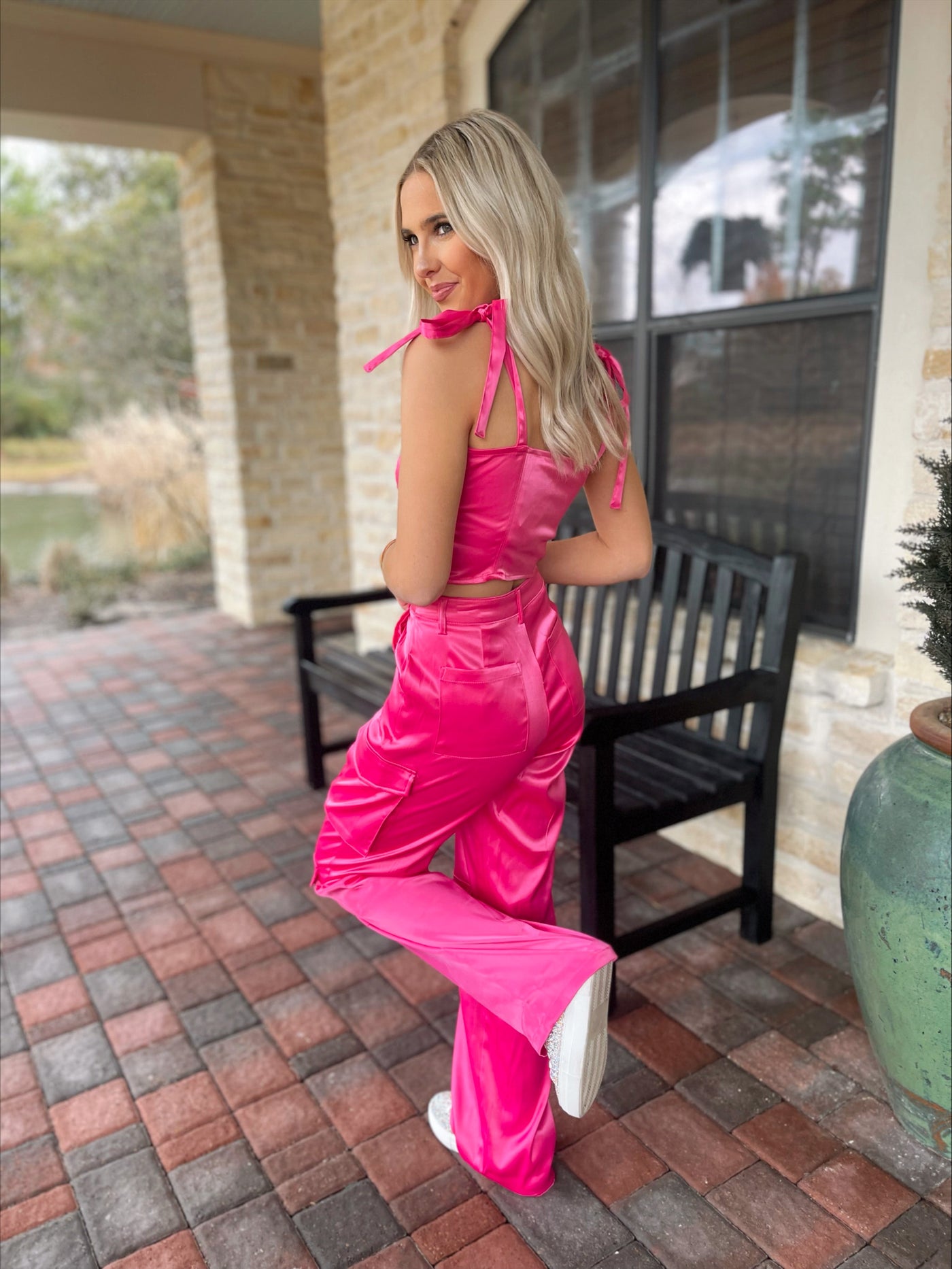 Hot Pink Satin Top