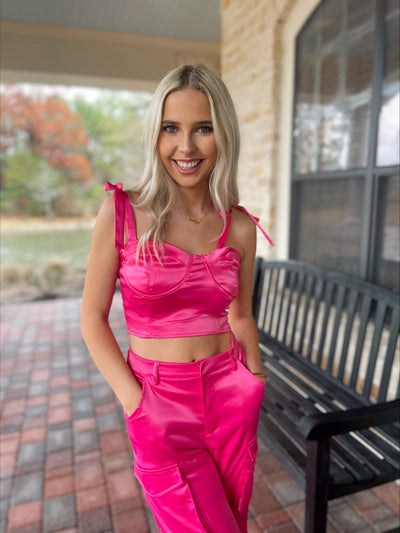 Hot Pink Satin Top