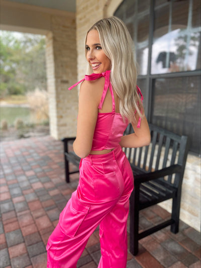 Hot Pink Satin Top