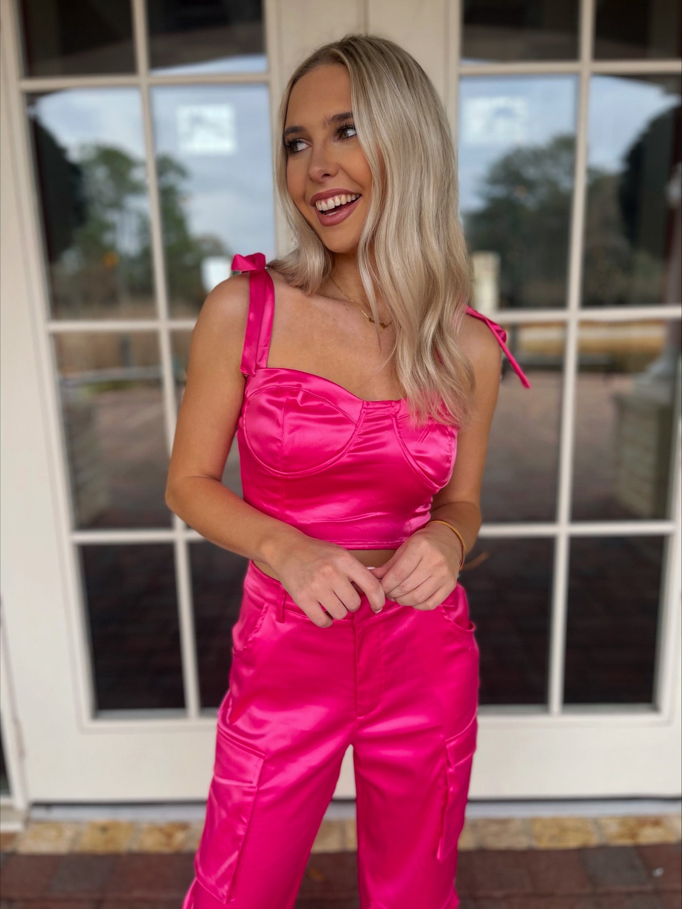 Hot Pink Satin Top