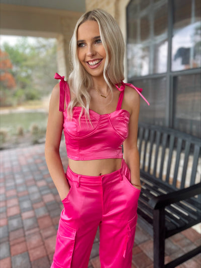 Hot Pink Satin Top